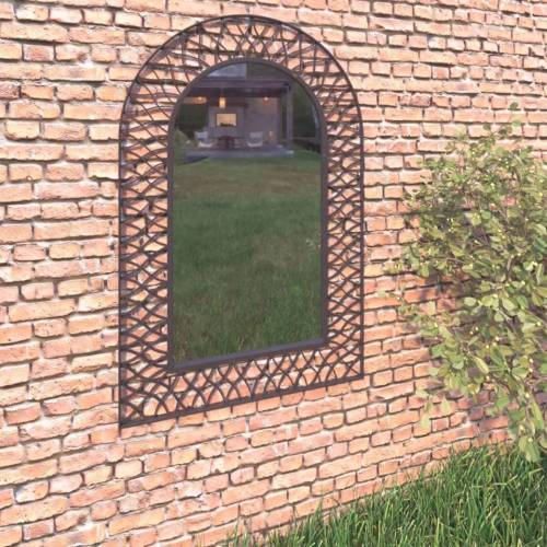 Casa Practica - Oglindă de perete de grădină, negru, 50 x 80 cm, arcuită
