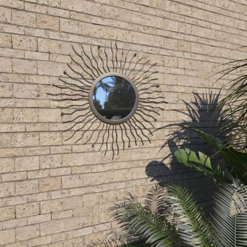 Casa Practica - Oglindă de perete de grădină, negru, 60 cm, raze de soare