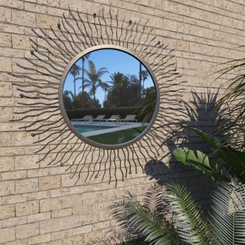 Casa Practica - Oglindă de perete de grădină, negru, 80 cm, raze de soare