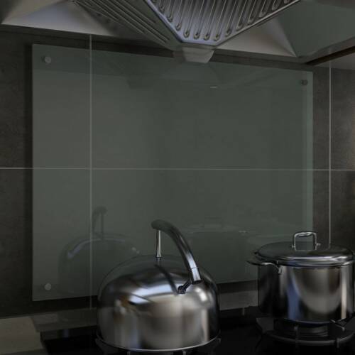 Panou antistropi bucătărie, alb, 80x60 cm, sticlă securizată