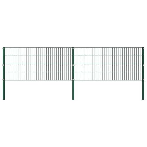 Panou de gard cu stâlpi, verde, 3,4 x 0,8 m, fier