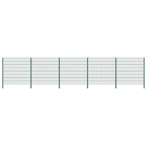 Panou de gard cu stâlpi, verde, 8,5 x 1,6 m, fier