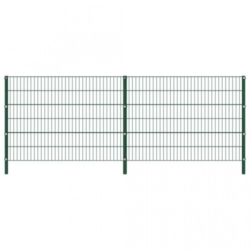 Panou de gard cu stâlpi, verde, 3,4 x 1,2 m, fier