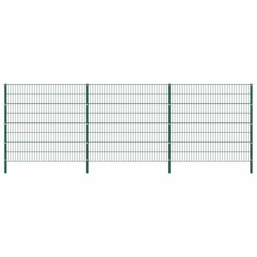 Panou de gard cu stâlpi, verde, 5,1 x 1,6 m, fier