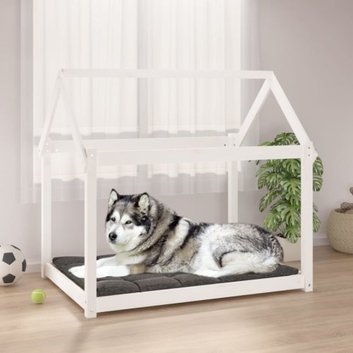 Casa Practica - Pat pentru câini, alb, 111x80x100 cm, lemn masiv de pin