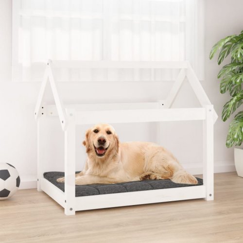 Casa Practica - Pat pentru câini, alb, 81x60x70 cm, lemn masiv de pin