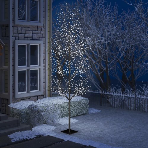 Casa Practica - Pom crăciun, 1200 led-uri alb rece, flori de cireș, 400 cm