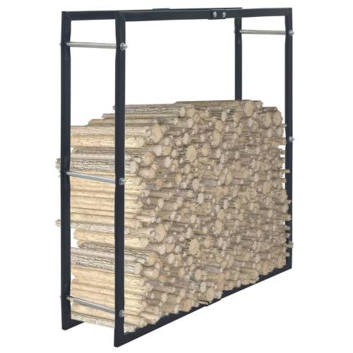 Rastel pentru lemne de foc, negru, 100x25x100 cm, oțel