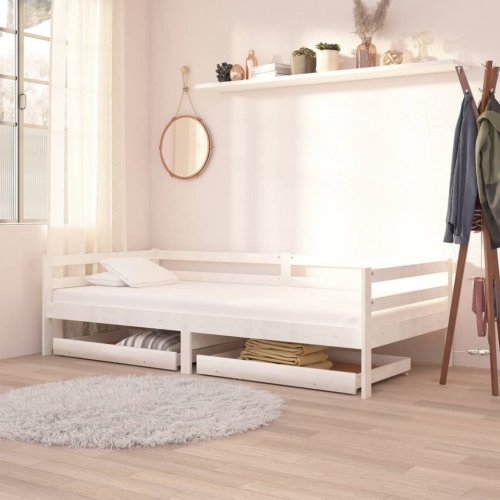 Casa Practica - Sertare pat de zi, 2 buc., alb, lemn masiv de pin