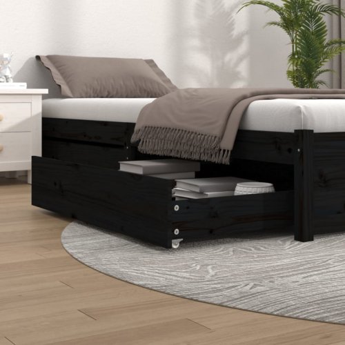 Casa Practica - Sertare pentru pat, 2 buc., negru, lemn masiv de pin