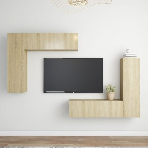 Casa Practica - Set de dulapuri tv, 4 piese, stejar sonoma, lemn prelucrat