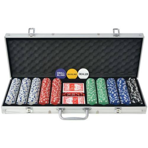 Casa Practica - Set de poker cu 500 de jetoane din aluminiu