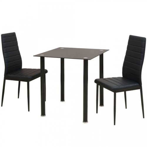 Casa Practica - Set masă și scaune de bucătărie, negru, 3 piese