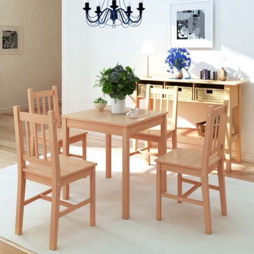 Casa Practica - Set masă și scaune din lemn de pin, 5 piese