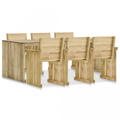 Casa Practica - Set mobilier de exterior, 7 piese, lemn de pin tratat
