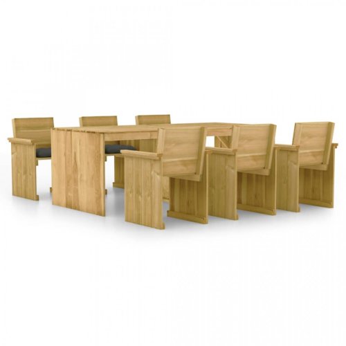 Set mobilier de exterior cu perne, 7 piese, lemn de pin tratat