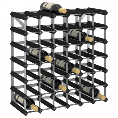 Casa Practica - Suport de vinuri, 42 sticle, negru, lemn masiv de pin