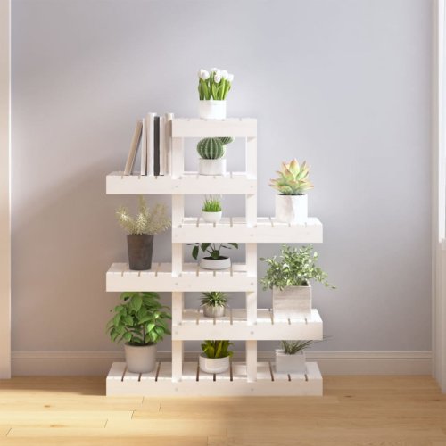 Casa Practica - Suport pentru plante, alb, 85x25x109,5 cm, lemn masiv de pin