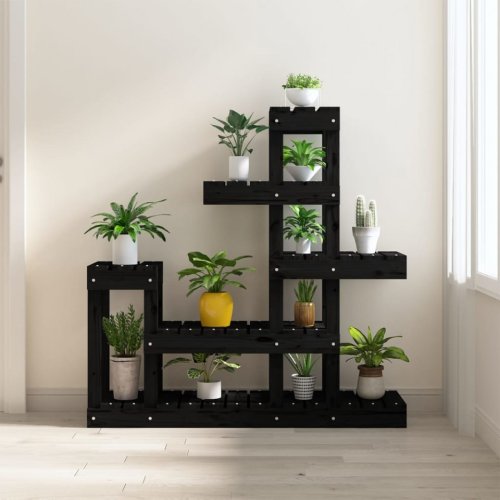 Casa Practica - Suport pentru plante, negru,92x25x97 cm, lemn masiv de pin