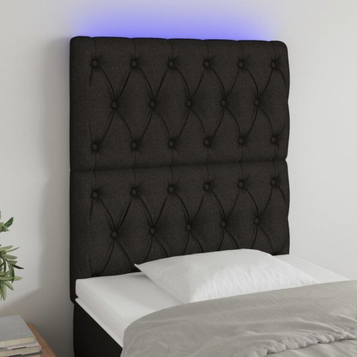 Casa Practica - Tăblie de pat cu led, negru, 80x7x118/128 cm, textil