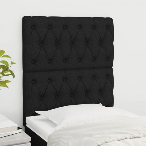 Tăblii de pat, 2 buc, negru, 80x7x78/88 cm, textil
