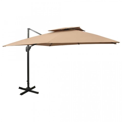 Umbrelă suspendată cu înveliș dublu, gri taupe, 300x300 cm