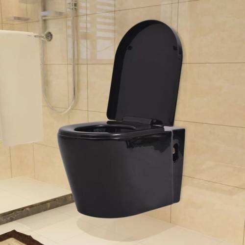 Casa Practica - Vas toaletă cu montare pe perete, ceramică, negru