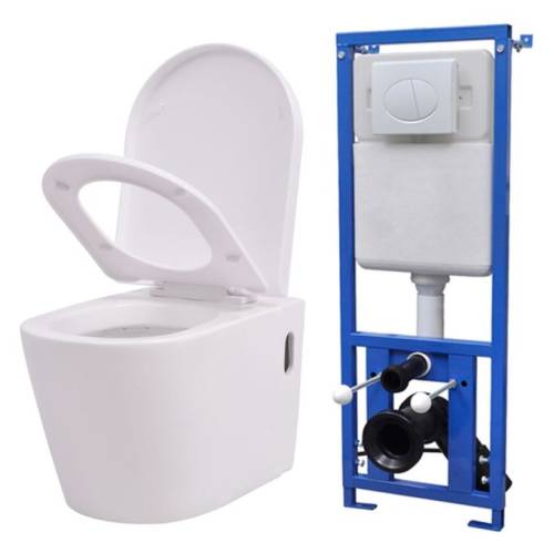 Casa Practica - Vas toaletă suspendat cu rezervor încastrat, ceramică, alb