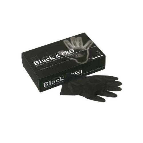 Pro Epilat - Sibel manusi latex reutilizabile black&pro nepudrate negre 20 buc marimea m
