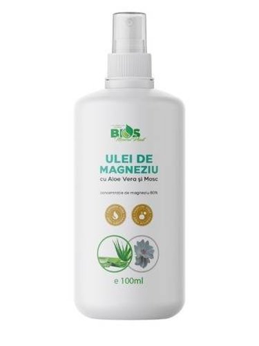 Ulei de magneziu, cu aloe vera si mosc, 100ml - Bios Mineral Plant
