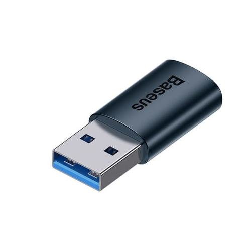 Adaptor, Baseus, USB-A la USB-C, 10Gb/s, Aluminiu, Albastru inchis