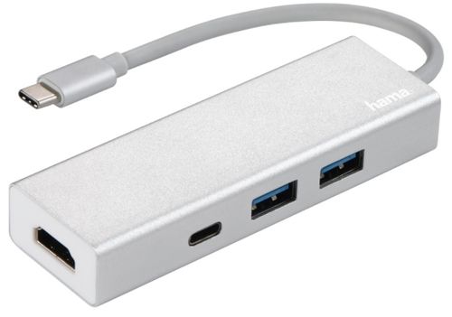 Adaptor Hama 135756, USB-C - Multiport, 2x USB-A, USB-C, HDMI (Argintiu)