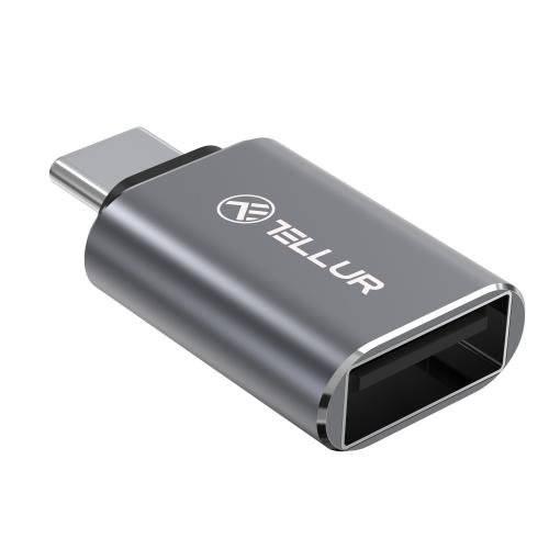 Adaptor Tellur USB-C tata la USB-A mama, 10Gbps, 3A, aluminiu