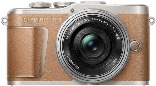 Aparat Foto Mirrorless Olympus PEN E-PL9 Pancake Zoom Kit + Obiectiv EZ-M1442EZ, 16.1 MP, Filmare Full HD (Maro)