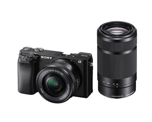 Aparat foto Mirrorless Sony Alpha A6100, CMOS Exmor, 24.2MP, 4K, Wi-FI, Bluetooth + Obiectiv 16-50mm + Obiectiv 55-210mm