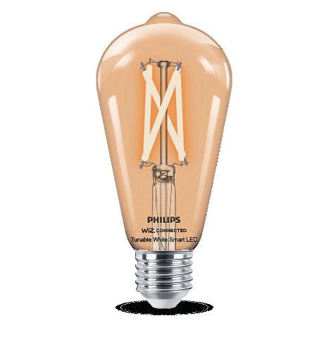 Bec LED inteligent vintage Philips filament transparent, Wi-Fi, Bluetooth, ST64, E27, 7W (60W), 806 lm, temperatura lumina reglabila (2700-6500K)