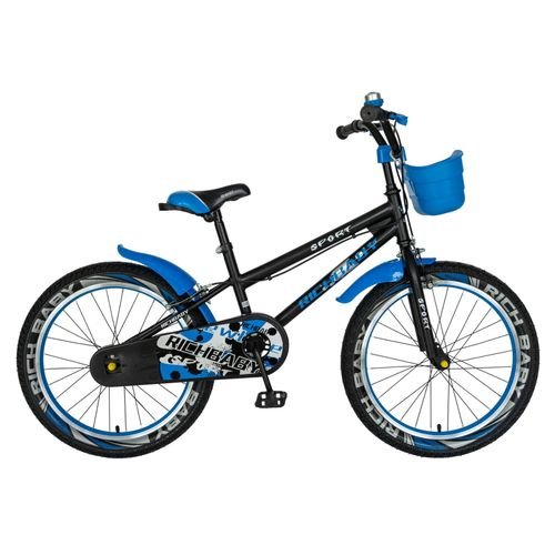Bicicleta Copii Rich Baby R2003A, Roti 20inch, frana C-Brake, cadru otel 210mm (Negru/Albastru)
