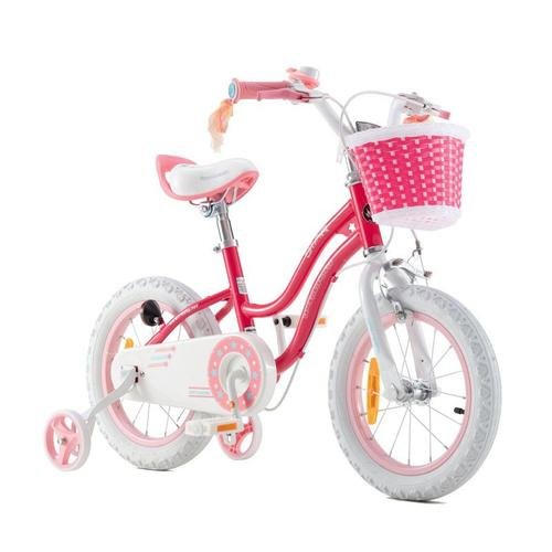 Bicicleta Copii RoyalBaby Star Girl, Roti 16inch, cadru otel, frana U-Brake, roti ajutatoare, cosulet (Roz)
