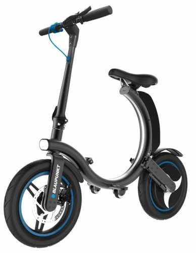 Bicicleta electrica pliabila Blaupunkt ERL814, Motor 300 W, baterie 36V/10Ah, roti 14inch, autonomie 30 km, viteza 25km/h (Negru)