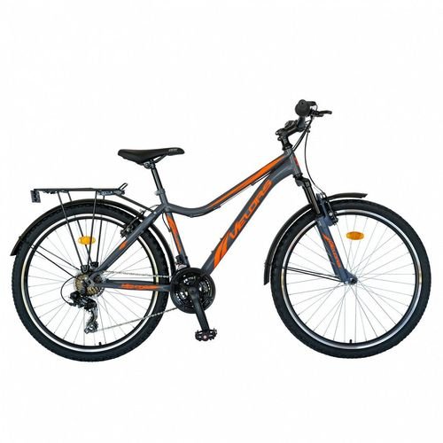 Bicicleta Oras Velors V2633B, roti 26 inch, 18 viteze, cadru 17inch, frane V-Brake (Gri/Portocaliu)