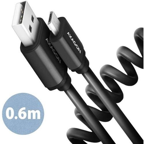Cablu de date AXAGON Twister, USB la microUSB Male, 0.6m (Negru)