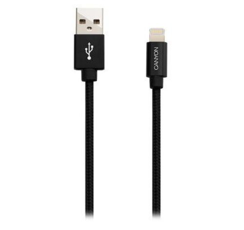 Cablu de date Canyon MFI-3, USB - Lighting, 1m (Negru)