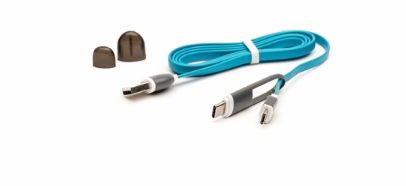 Cablu de date E-Boda CML QC 301, Micro USB, Adaptor Tyce-C (Albastru)