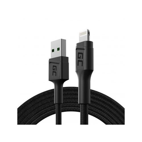 Cablu de date Green Cell KABGC18, USB, Lightning, 2m (Negru)