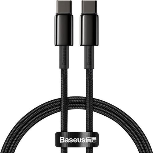 Cablu de Date si Incarcare Baseus CATWJ-A01, USB Type-C la USB Type-C, 2 m, 100 W, 5 A, Negru