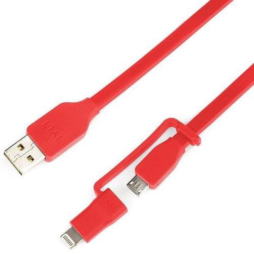 Cablu de date Tylt Flyp-Duo, Lightning/MicroUSB, 0.3m, USB Reversibil (Rosu)