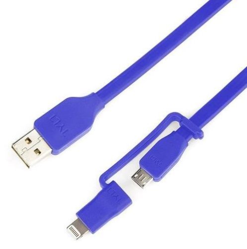 Cablu de date Tylt Flyp-Duo, Lightning/MicroUSB, 1m, USB Reversibil (Albastru)