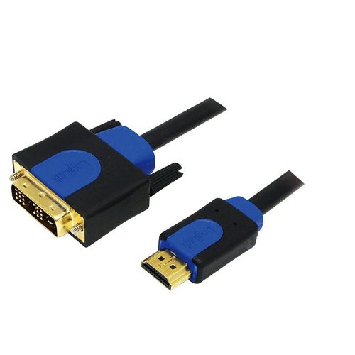Cablu LOGILINK CHB3102, HDMI - DVI-D SL, 2m, conectori auriti, Full HD/60Hz