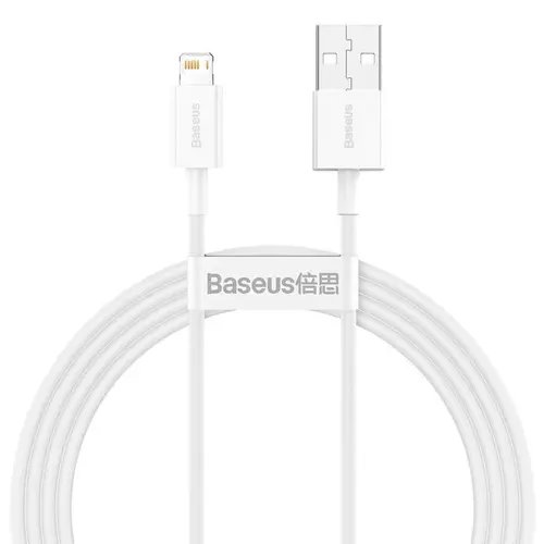 Cablu pentru incarcare si transfer de date Baseus Superior, USB/Lightning, 2.4A, 1.5m, Alb