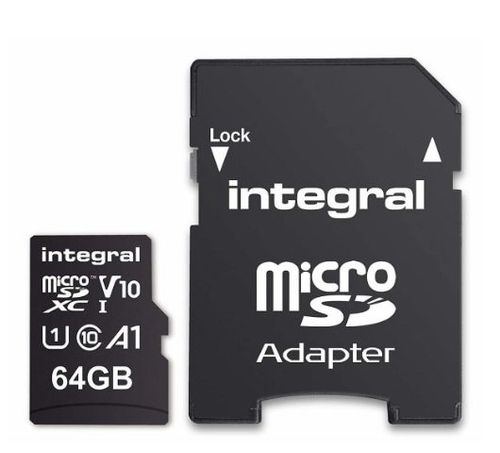 Card de memorie Integral 100V10, 64GB, microSDXC, Clasa 10, UHS-I, Adaptor microSD